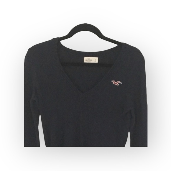 Hollister ★ V Neck Bird Logo Classic Preppy Knit Sweater ★ Navy ★ Small ★ - Picture 7 of 12
